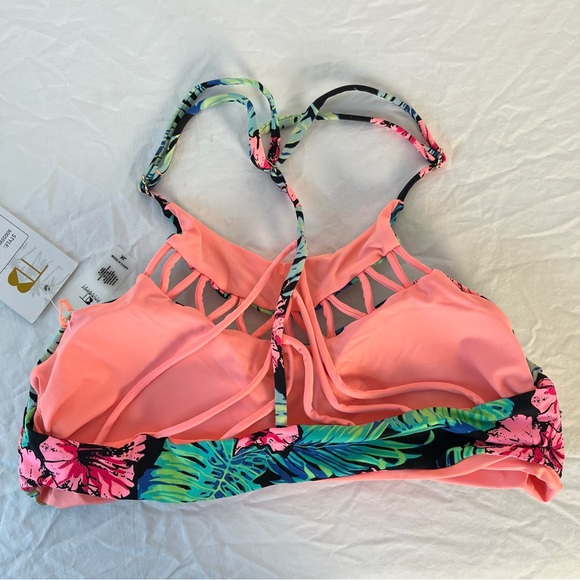 TiniBikini Tiger Lily print high neck swim top women’s size XL new with tags - Picture 2 of 11